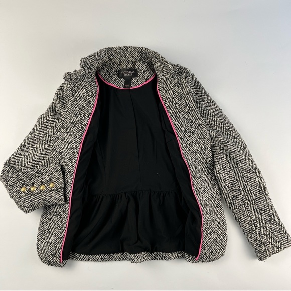 Victoria’s Secret Tweed Pea Coat Size 0 Black snd White Wool Blend Jacket - Picture 12 of 15